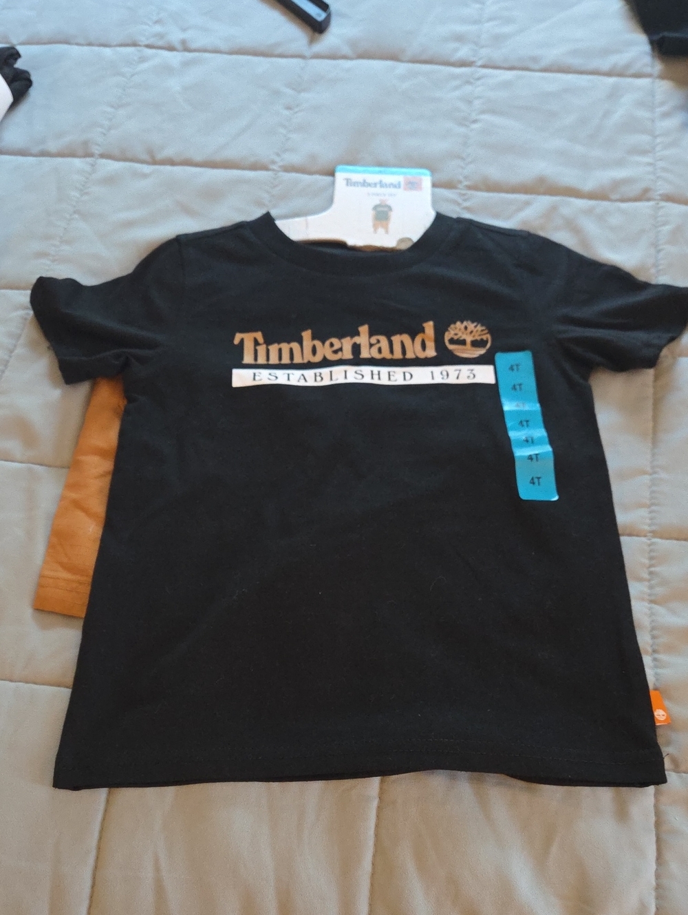 Timberland Black Logo Tee with Tan Accents